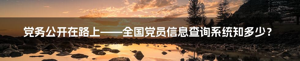 党务公开在路上——全国党员信息查询系统知多少？