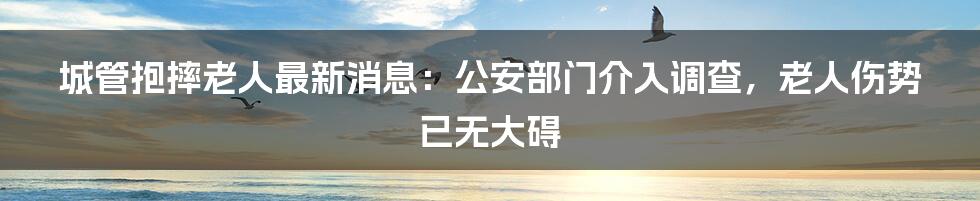 城管抱摔老人最新消息：公安部门介入调查，老人伤势已无大碍