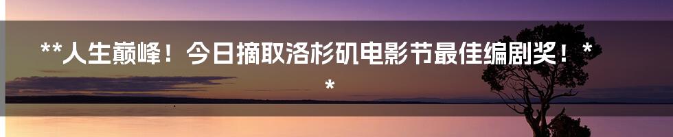 **人生巅峰！今日摘取洛杉矶电影节最佳编剧奖！**