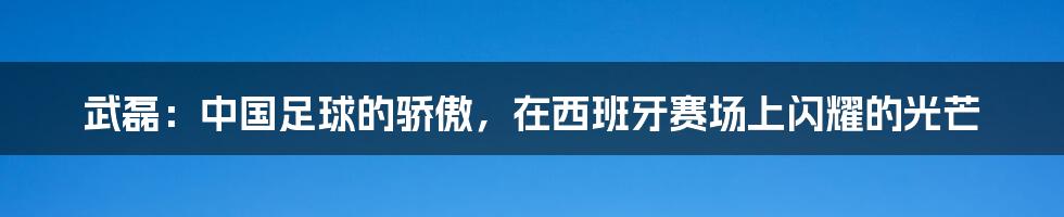 武磊：中国足球的骄傲，在西班牙赛场上闪耀的光芒