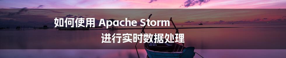 如何使用 Apache Storm 进行实时数据处理