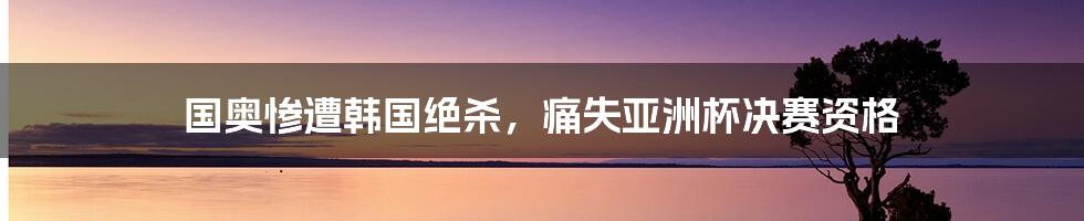 国奥惨遭韩国绝杀，痛失亚洲杯决赛资格