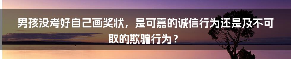 男孩没考好自己画奖状，是可嘉的诚信行为还是及不可取的欺骗行为？