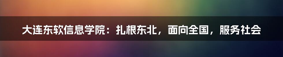 大连东软信息学院：扎根东北，面向全国，服务社会