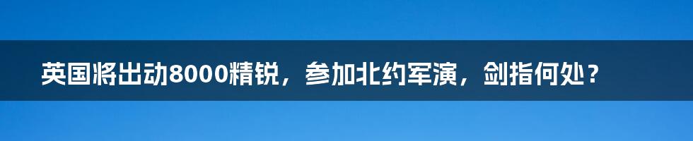 英国将出动8000精锐，参加北约军演，剑指何处？