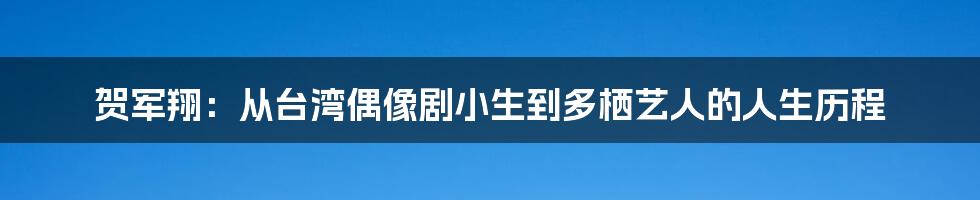 贺军翔：从台湾偶像剧小生到多栖艺人的人生历程