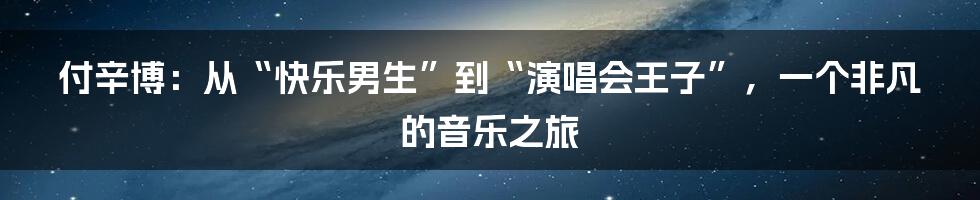 付辛博：从“快乐男生”到“演唱会王子”，一个非凡的音乐之旅