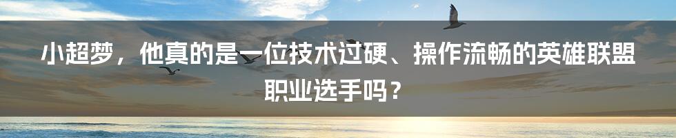 小超梦，他真的是一位技术过硬、操作流畅的英雄联盟职业选手吗？