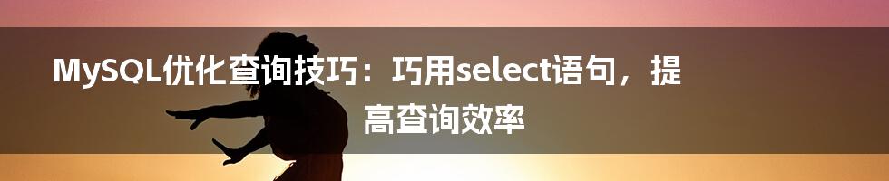 MySQL优化查询技巧：巧用select语句，提高查询效率