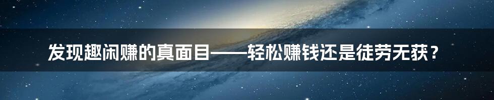 发现趣闲赚的真面目——轻松赚钱还是徒劳无获？