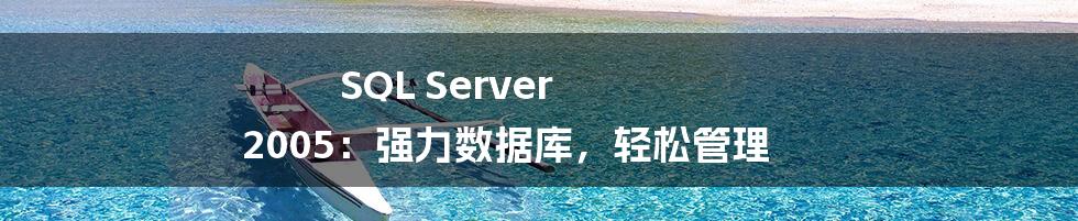 SQL Server 2005：强力数据库，轻松管理