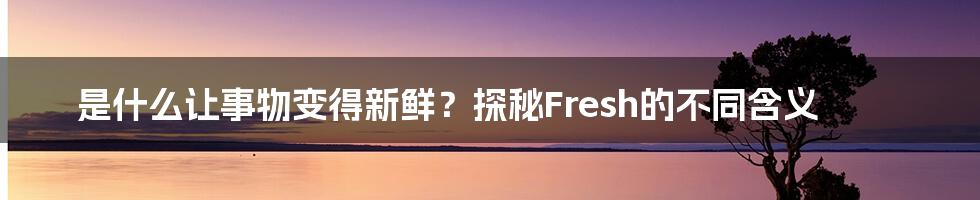 是什么让事物变得新鲜？探秘Fresh的不同含义