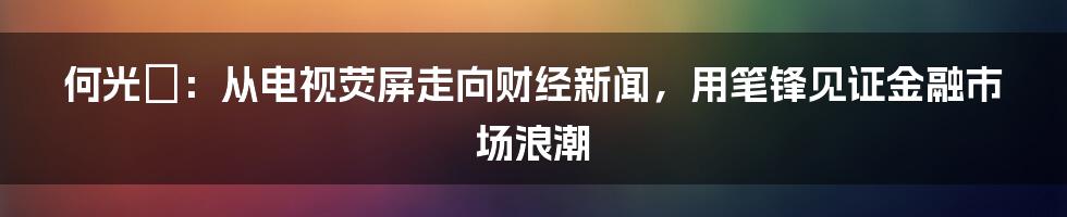 何光瑨：从电视荧屏走向财经新闻，用笔锋见证金融市场浪潮