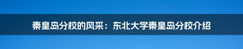 秦皇岛分校的风采：东北大学秦皇岛分校介绍