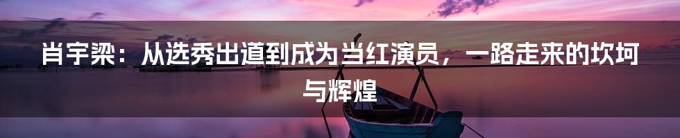 肖宇梁：从选秀出道到成为当红演员，一路走来的坎坷与辉煌