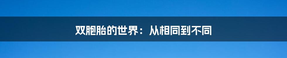 双胞胎的世界：从相同到不同