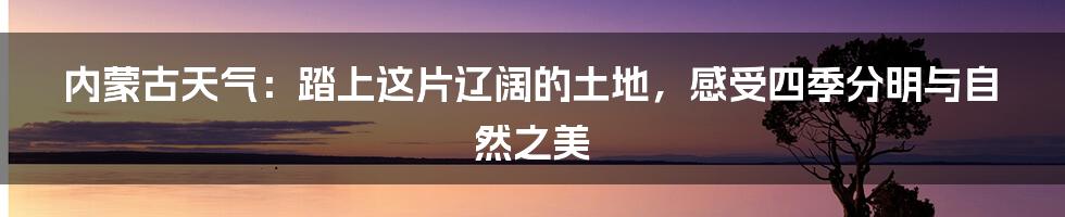 内蒙古天气：踏上这片辽阔的土地，感受四季分明与自然之美