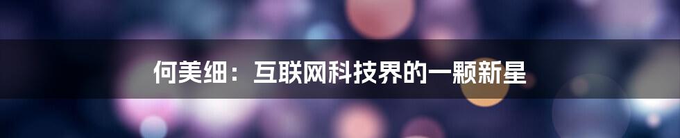 何美细：互联网科技界的一颗新星