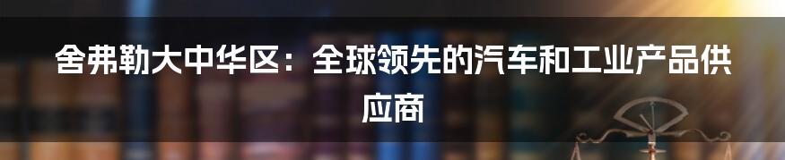 舍弗勒大中华区：全球领先的汽车和工业产品供应商