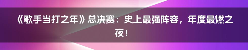 《歌手当打之年》总决赛：史上最强阵容，年度最燃之夜！