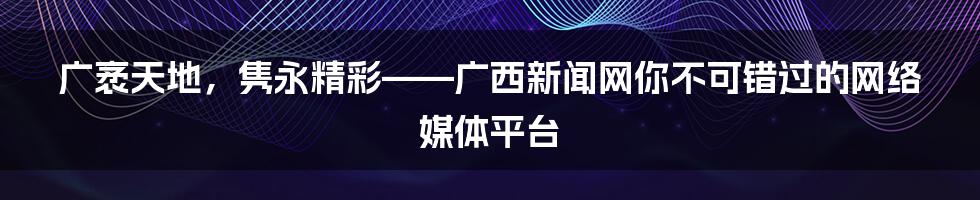 广袤天地，隽永精彩——广西新闻网你不可错过的网络媒体平台