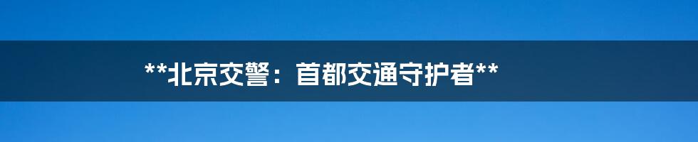 **北京交警：首都交通守护者**