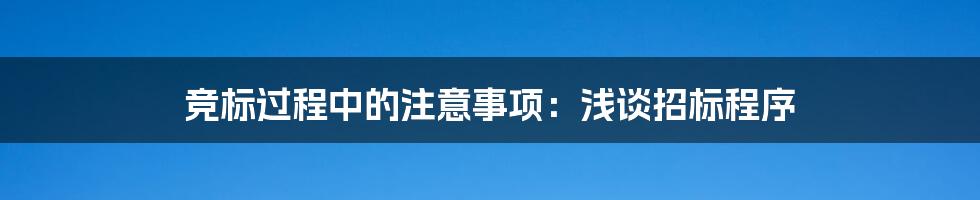 竞标过程中的注意事项：浅谈招标程序