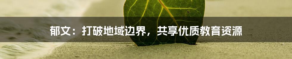 郁文：打破地域边界，共享优质教育资源