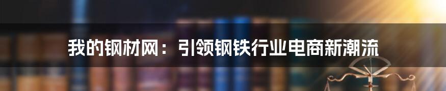 我的钢材网：引领钢铁行业电商新潮流