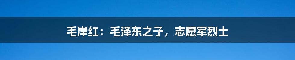 毛岸红：毛泽东之子，志愿军烈士