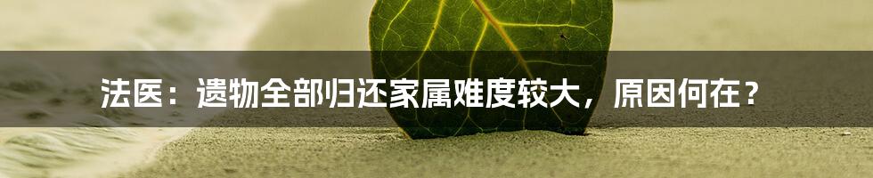 法医：遗物全部归还家属难度较大，原因何在？