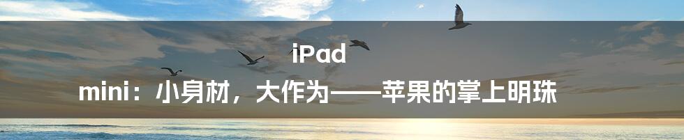 iPad mini：小身材，大作为——苹果的掌上明珠