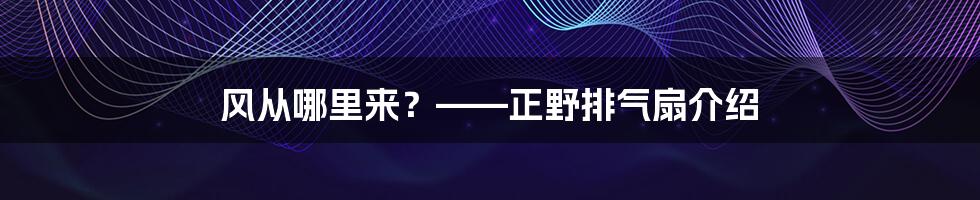 风从哪里来？——正野排气扇介绍