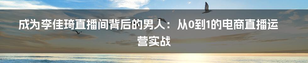 成为李佳琦直播间背后的男人：从0到1的电商直播运营实战