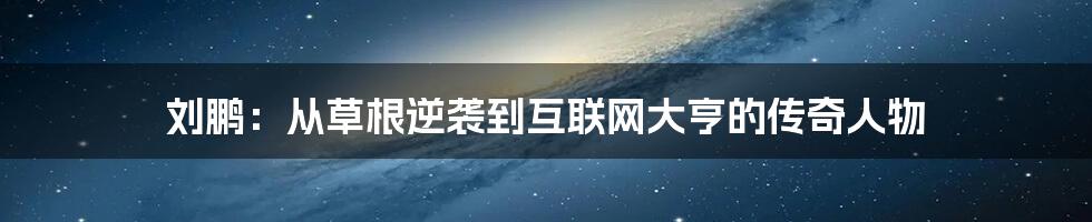 刘鹏：从草根逆袭到互联网大亨的传奇人物