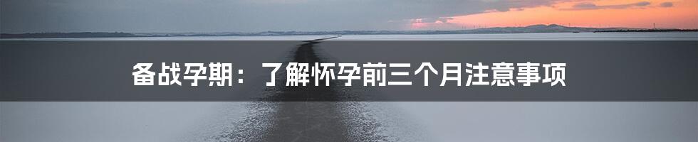 备战孕期：了解怀孕前三个月注意事项