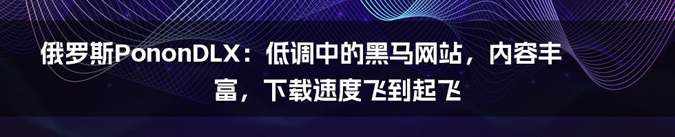 俄罗斯PononDLX：低调中的黑马网站，内容丰富，下载速度飞到起飞