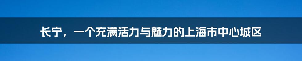 长宁，一个充满活力与魅力的上海市中心城区