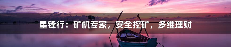 星锋行：矿机专家，安全挖矿，多维理财