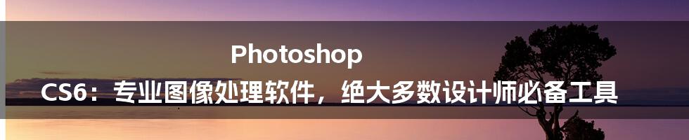 Photoshop CS6：专业图像处理软件，绝大多数设计师必备工具