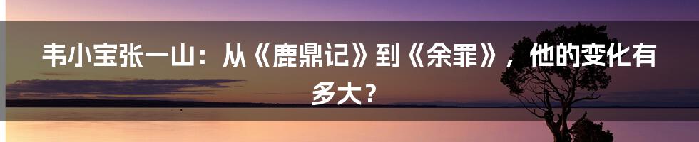 韦小宝张一山：从《鹿鼎记》到《余罪》，他的变化有多大？