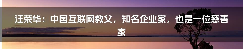 汪荣华：中国互联网教父，知名企业家，也是一位慈善家