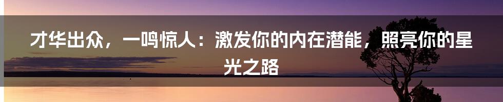 才华出众，一鸣惊人：激发你的内在潜能，照亮你的星光之路