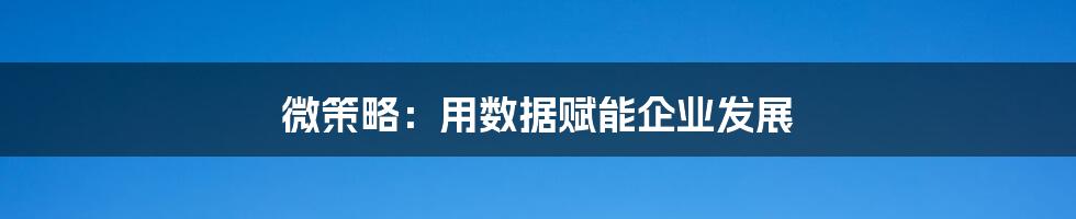 微策略：用数据赋能企业发展