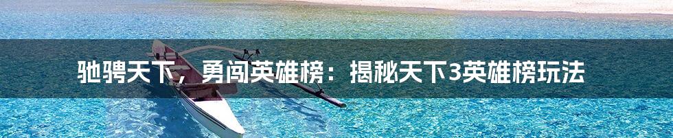 驰骋天下，勇闯英雄榜：揭秘天下3英雄榜玩法