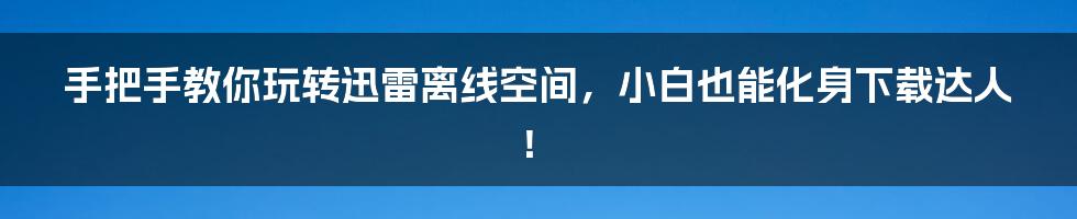 手把手教你玩转迅雷离线空间，小白也能化身下载达人！