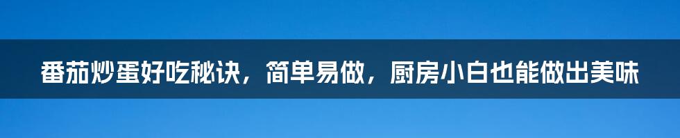 番茄炒蛋好吃秘诀，简单易做，厨房小白也能做出美味