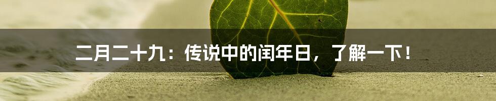 二月二十九：传说中的闰年日，了解一下！