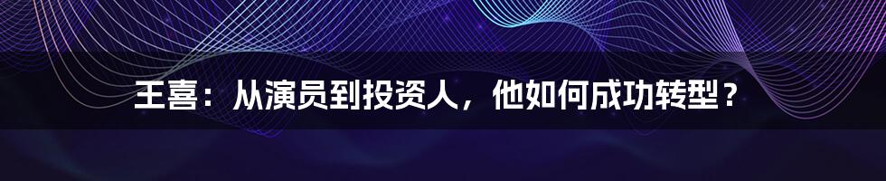 王喜：从演员到投资人，他如何成功转型？