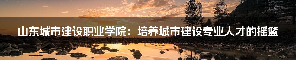 山东城市建设职业学院：培养城市建设专业人才的摇篮